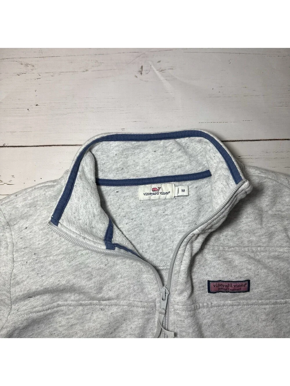 Vineyard Vines Heathered Pouch Pocket Shep Shirt 1/4 Zip Pullover Sweatshirt MED